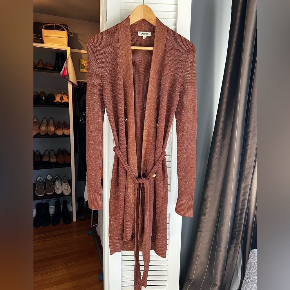 L'AGENCE Noe Double Breasted Copper Cardigan Sweater - Picture 9 of 16